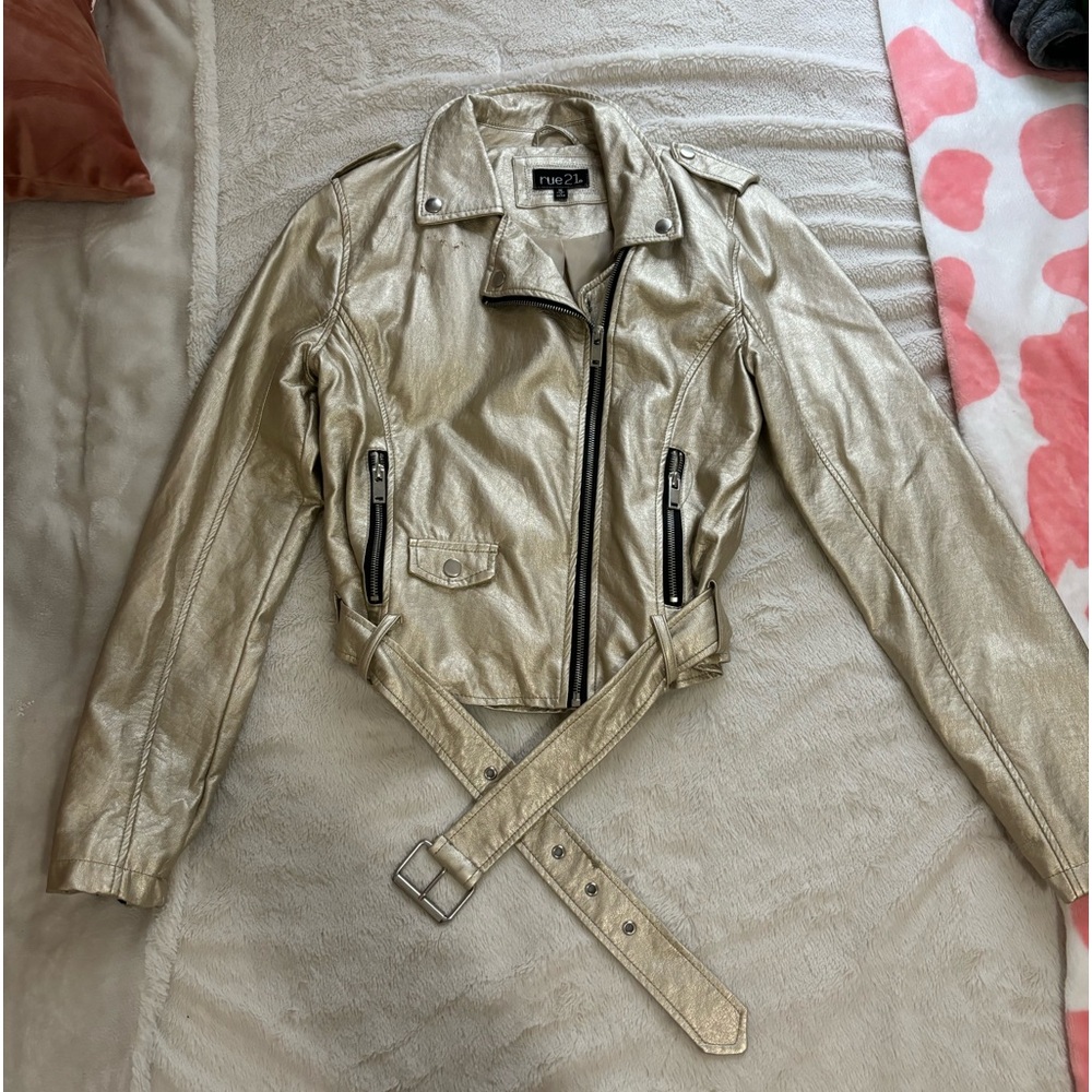 Rue 21 Gold Faux Leather Jacket